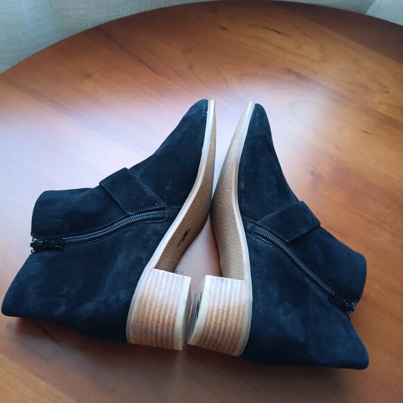 Women's Jack Rogers Black Suede with Braided Leather Buckle Ankle Boot - Picture 5 of 8